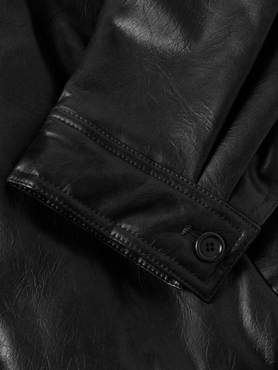 Amomento - Padded Crinkled Faux Leather Blouson Jacket - Black