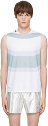 Soar Running White & Blue Singlet Running Top