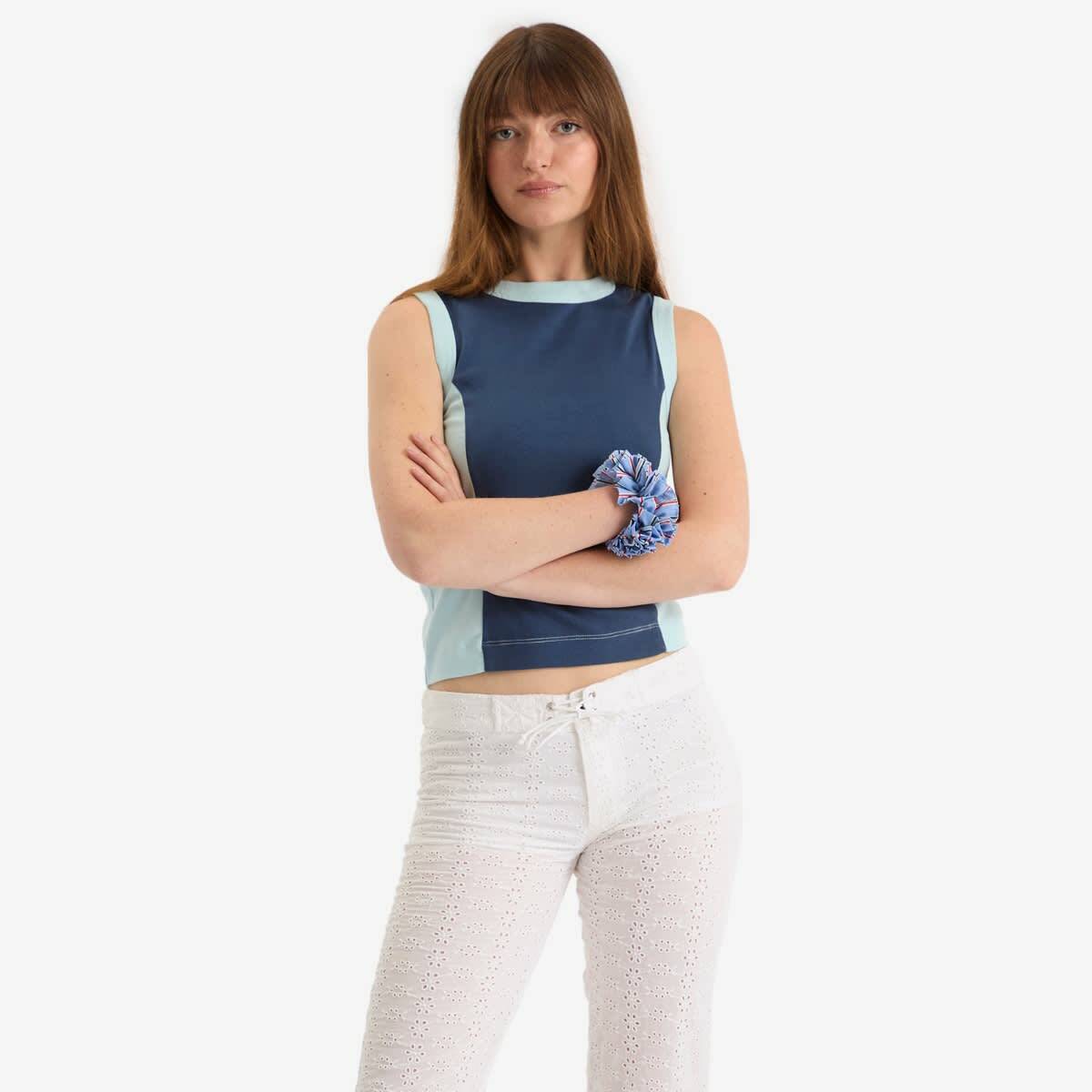 Fruity Booty Women's Fish Tank in Baby Blue/Navy