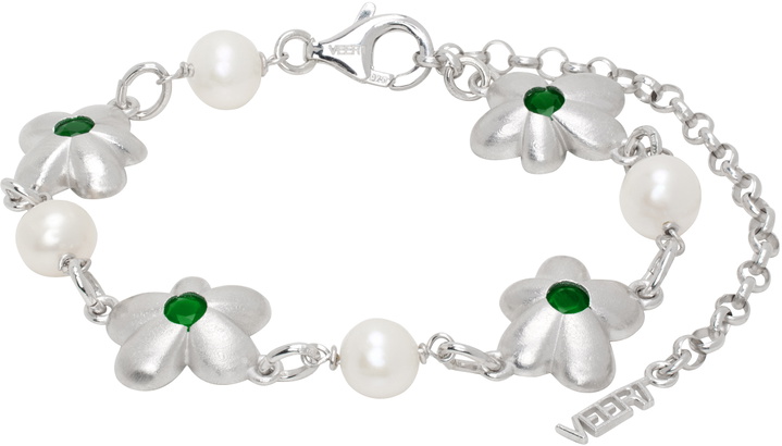 Photo: VEERT White Gold 'The Green Pearl Flower' Bracelet
