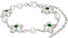 VEERT White Gold 'The Green Pearl Flower' Bracelet