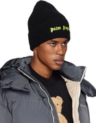 Palm Angels Black Classic Logo Ribbed Beanie