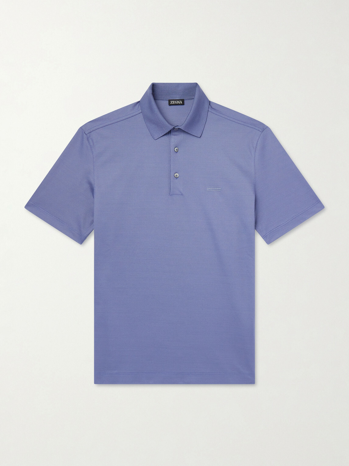 Zegna - Knitted Cotton-Piqué Polo Shirt - Blue