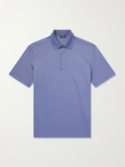 Zegna - Knitted Cotton-Piqué Polo Shirt - Blue