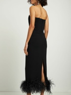 16ARLINGTON Minelli Crepe & Feathers Long Dress