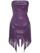 VERSACE - Leather Fringed Mini Dress