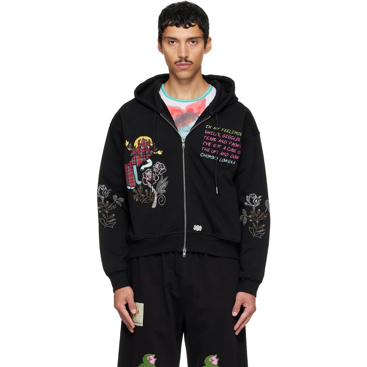 Chopova Lowena Black Feelings Panic Zip Hoodie