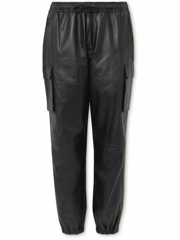 Photo: FRAME - Tapered Leather Cargo Trousers - Black