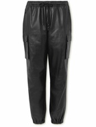 FRAME - Tapered Leather Cargo Trousers - Black