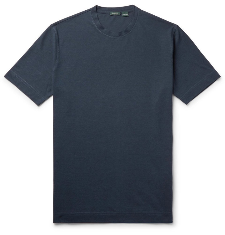 Photo: Incotex - Slim-Fit Ice Cotton-Jersey T-Shirt - Storm blue