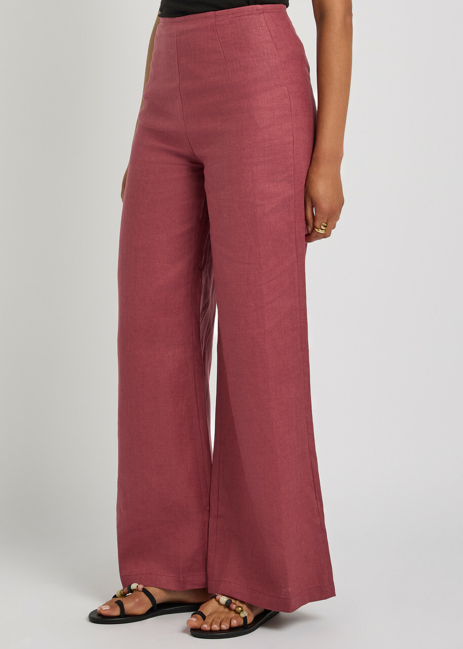 Faithfull The Brand Syna Wide-leg Linen Trousers Dark Pink