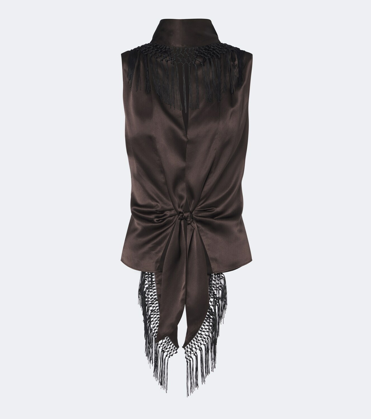 SIR Lula fringed scarf-detail silk top