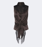SIR Lula fringed scarf-detail silk top