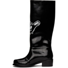 Xander Zhou Black Glossy Graphic Boots