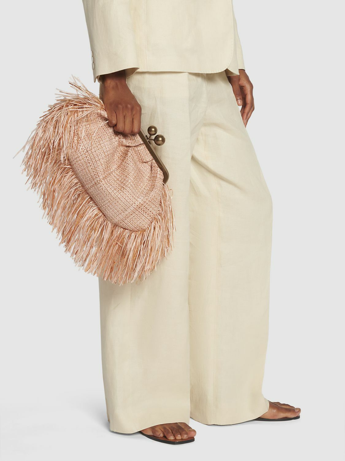 WEEKEND MAX MARA Belfrod Fringed Raffia Effect Clutch Weekend Max Mara