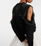 Noir Kei Ninomiya Cutout tulle-trimmed wool cardigan