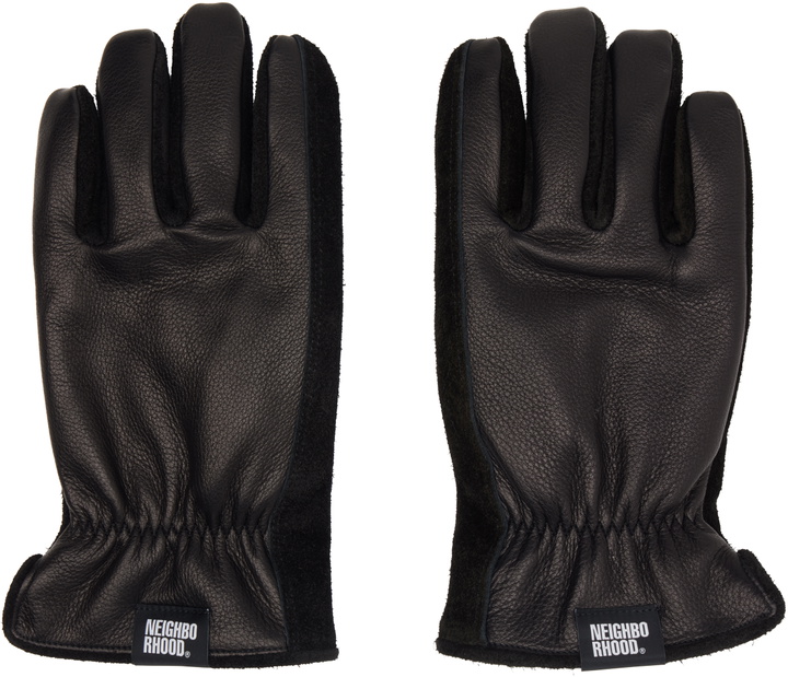 Photo: Neighborhood Black Leather Boa Gloves