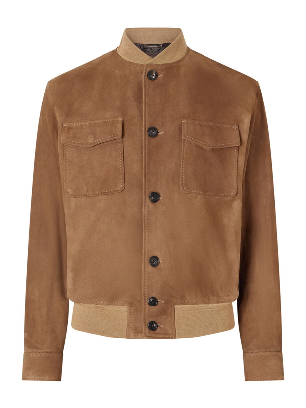 Photo: Slowear - Suede Bomber Jacket - Brown