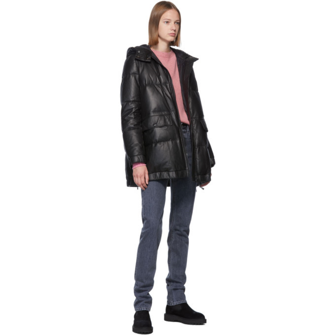 Yves Salomon - Army Black Down Leather Doudoune Jacket Yves Salomon