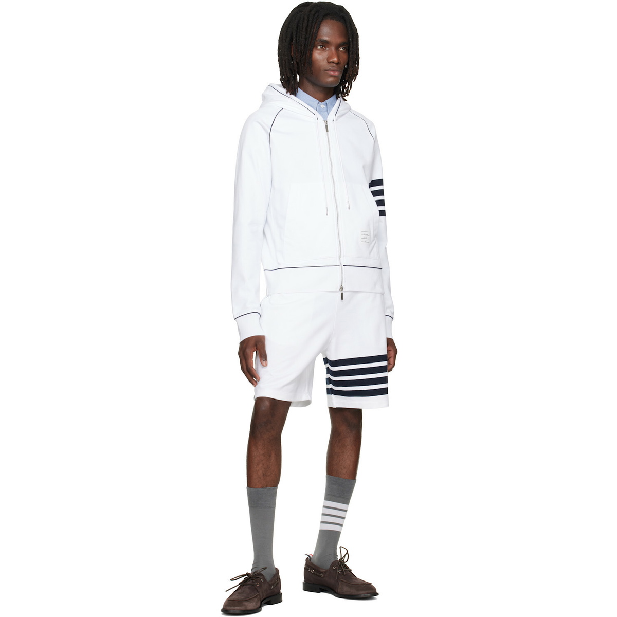 Thom Browne White Loopback 4-Bar Sweat Shorts