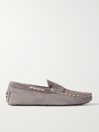 TOD'S - Gommino Textured-Suede Driving Shoes - Gray - UK 6