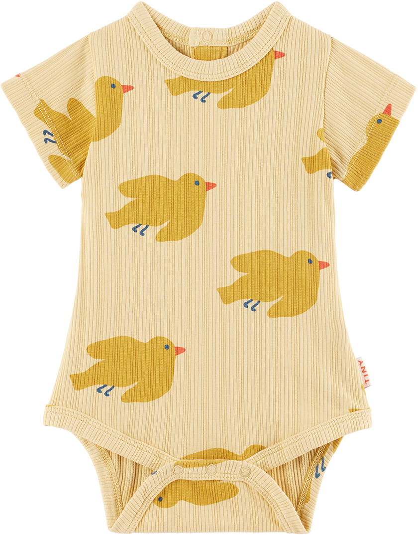 TINYCOTTONS Baby Yellow Pajaro Bodysuit