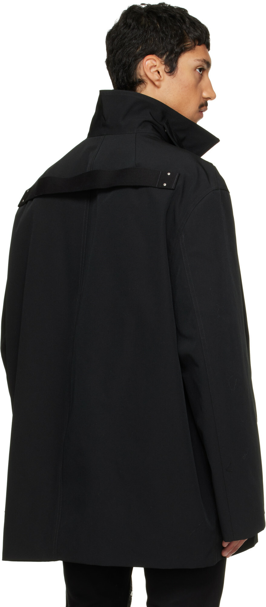 Rick Owens Black Tower Collared Mac Jacket