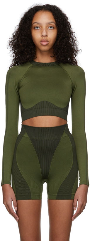 Photo: adidas x IVY PARK Green Nylon Jersey Sport Top