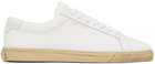 Saint Laurent White Organic Canvas Andy Sneakers