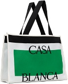 Casablanca White & Green Knitted Shopper Tote