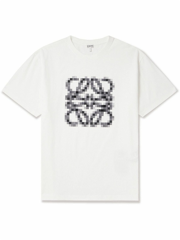 Photo: Loewe - Anagram Embroidered Cotton-Blend Jersey T-Shirt - White