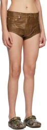 VTMNTS Brown Five-Pocket Leather Shorts
