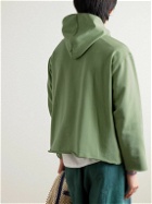 Kartik Research - Embroidered Distressed Cotton-Jersey Hoodie - Green