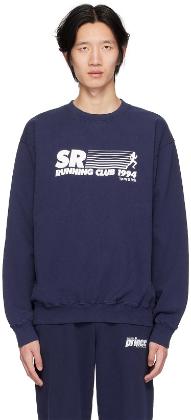Photo: Sporty & Rich Navy 'Running Club' Sweatshirt