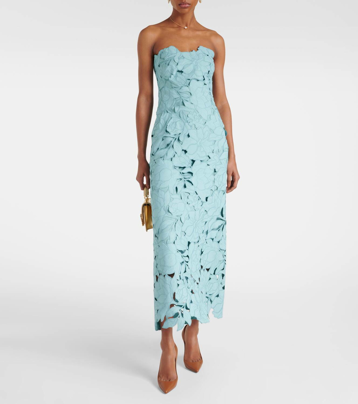 knee length dresses for ladies Self-Portrait - Blue Floral Lace Midi Dress main image 1