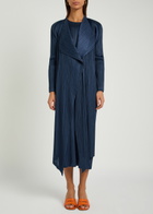 Pleats Please Issey Miyake Pleated Woven Coat Navy