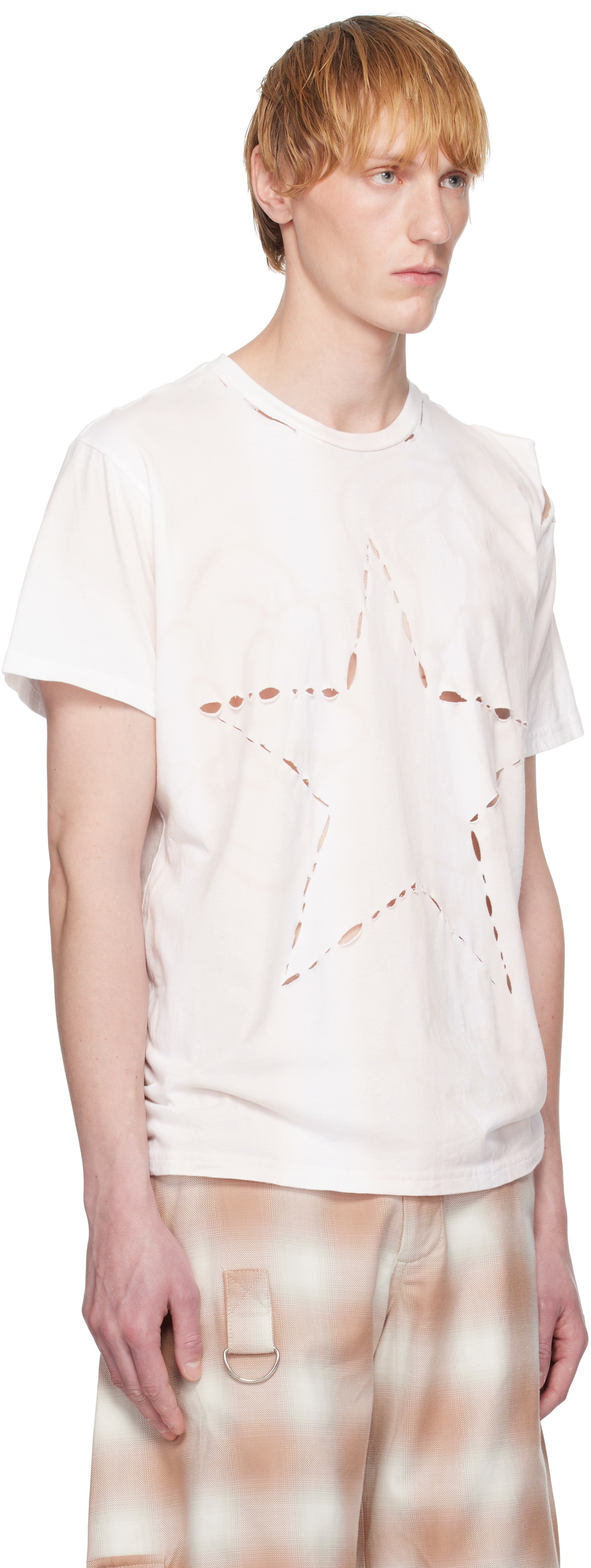 Collina Strada White & Beige Remnant Star T-shirt