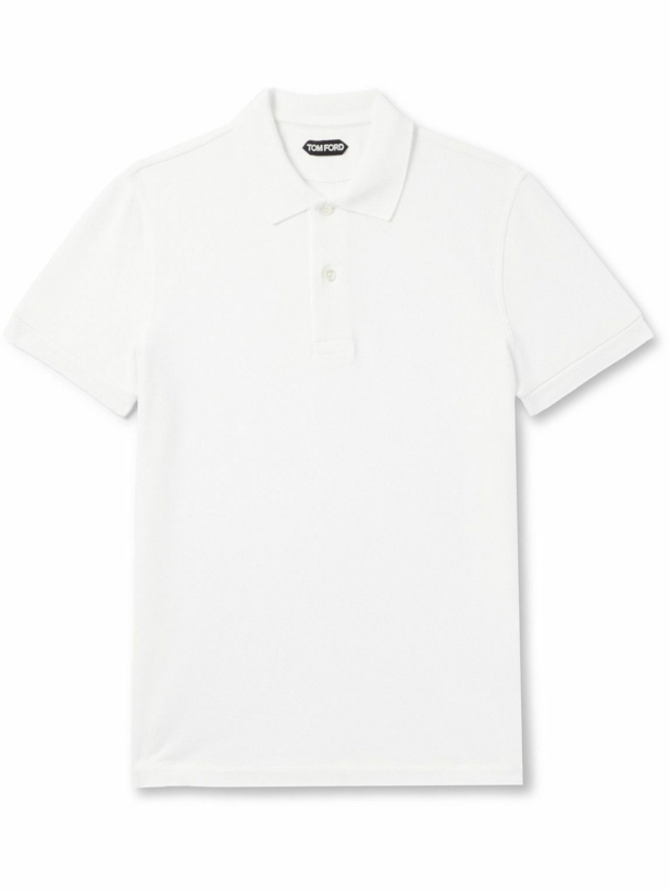 Photo: TOM FORD - Slim-Fit Garment-Dyed Cotton-Piqué Polo Shirt - White