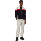 Moncler Off-White and Navy Maglione Tricot Zip Sweater