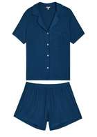 Eberjey Gisele Ribbed Jersey Pyjama set Navy