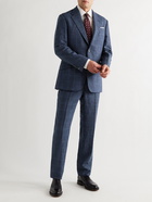 RICHARD JAMES - Slim-Fit Tapered Prince of Wales Checked Linen and Wool-Blend Suit Trousers - Blue