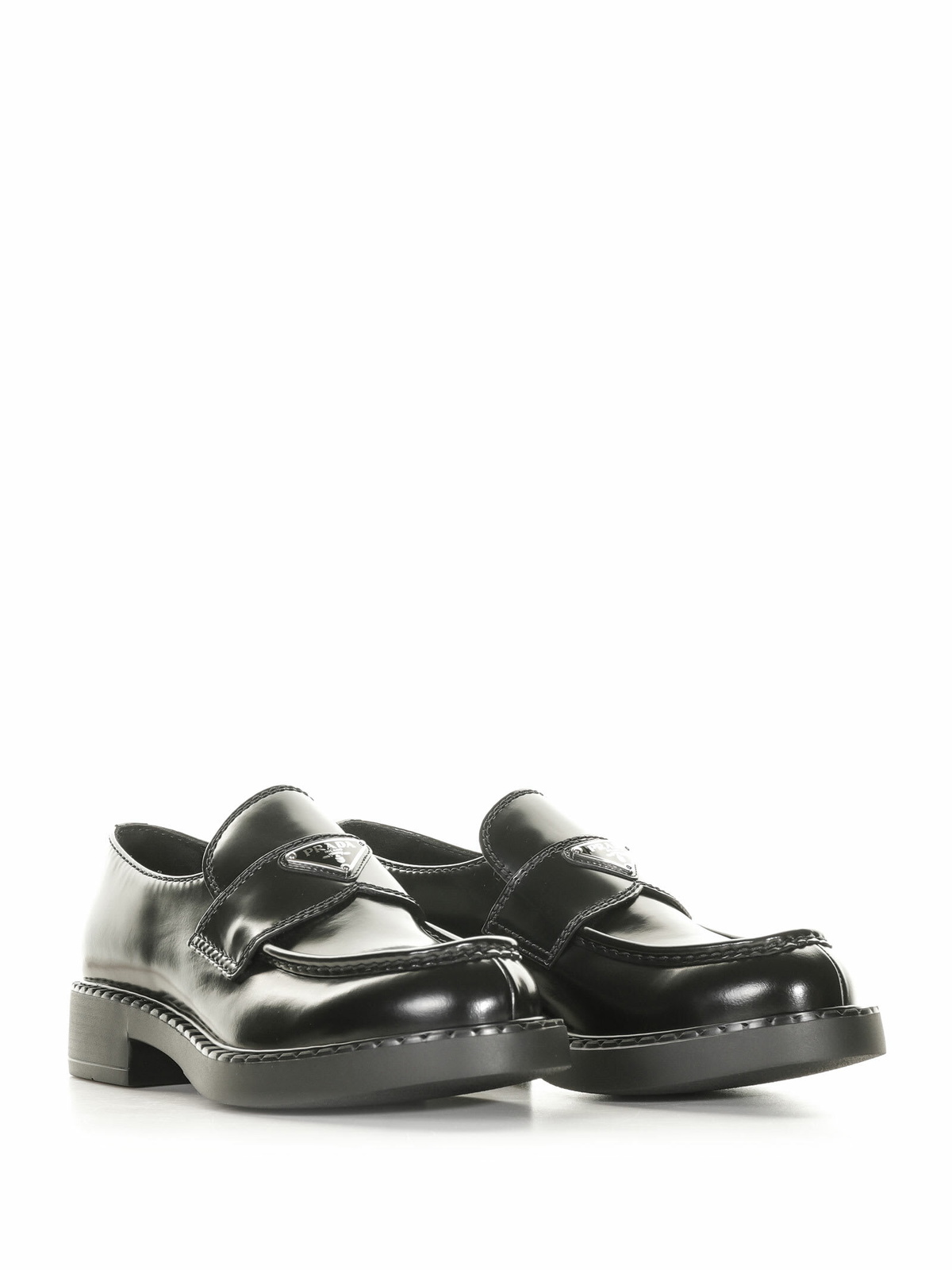 Prada Chocolate Loafers In Brushed Leather
