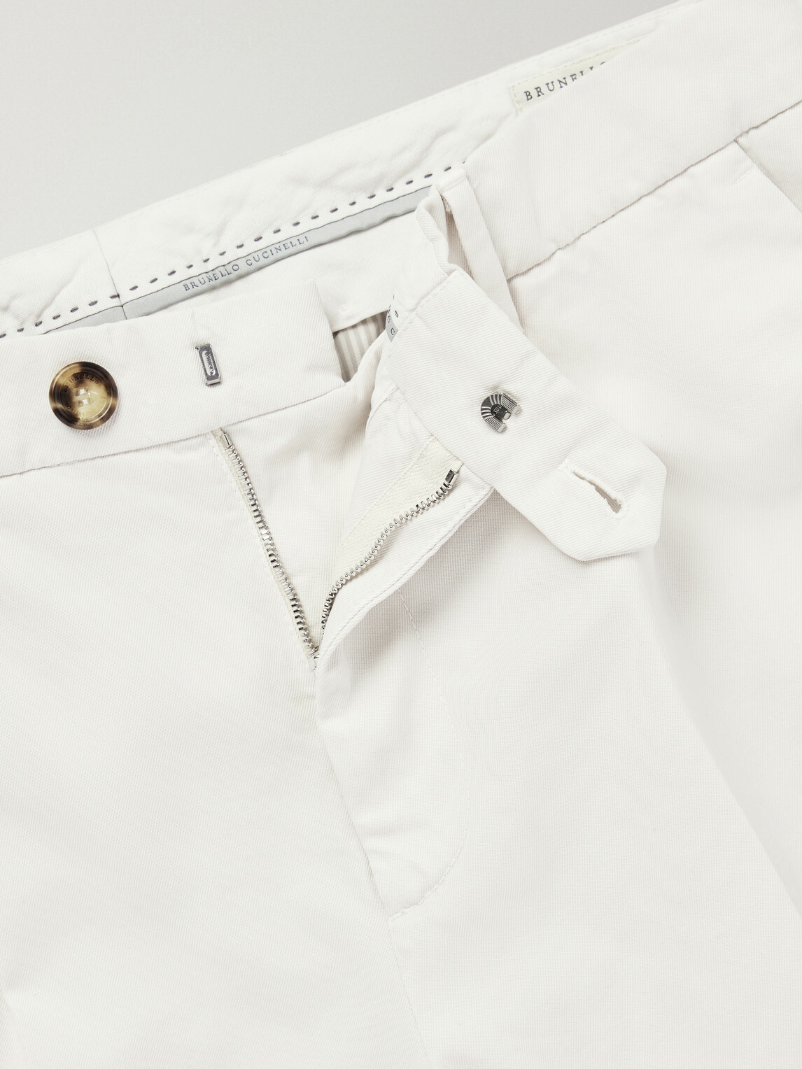 Brunello Cucinelli - Straight-Leg Pleated Cotton-Twill Trousers - Neutrals