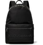 Dolce & Gabbana - Logo-Detailed Leather-Trimmed Canvas Backpack - Black