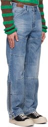 Andersson Bell Blue Zipper Wide-Leg Jeans