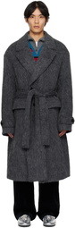 Andersson Bell Gray Mattia Shaggy Wool Robe Coat