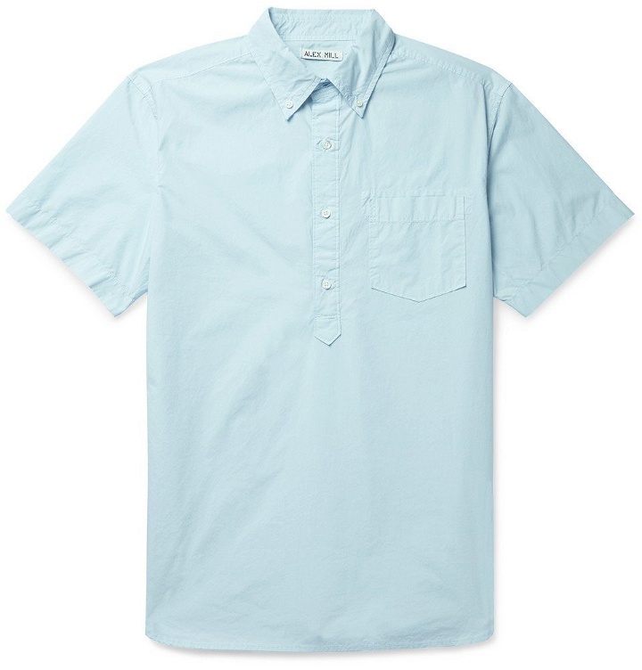 Photo: Alex Mill - Button-Down Collar Cotton Half-Placket Shirt - Sky blue