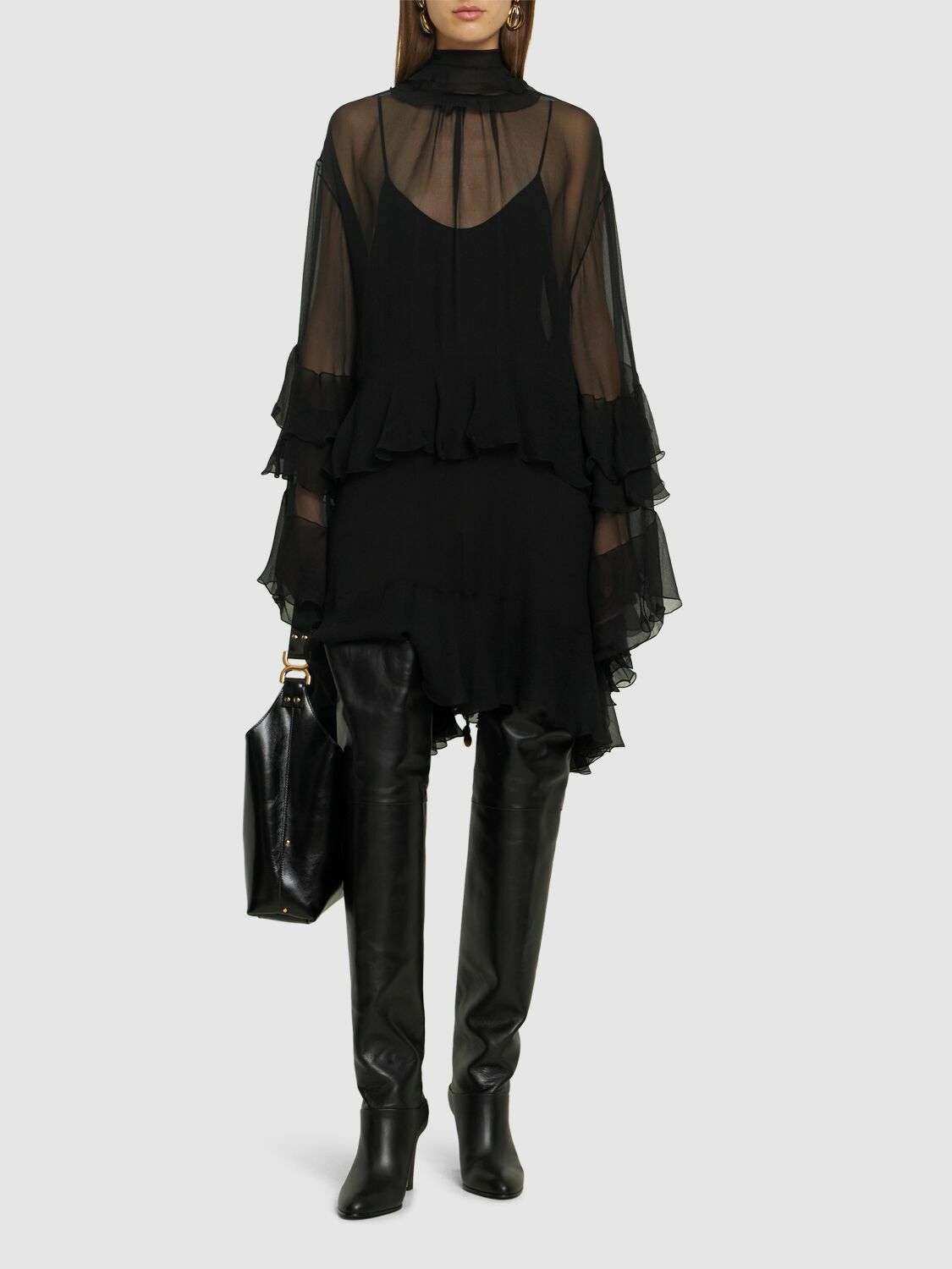 CHLOÉ Ruffled Sheer Mini Dress