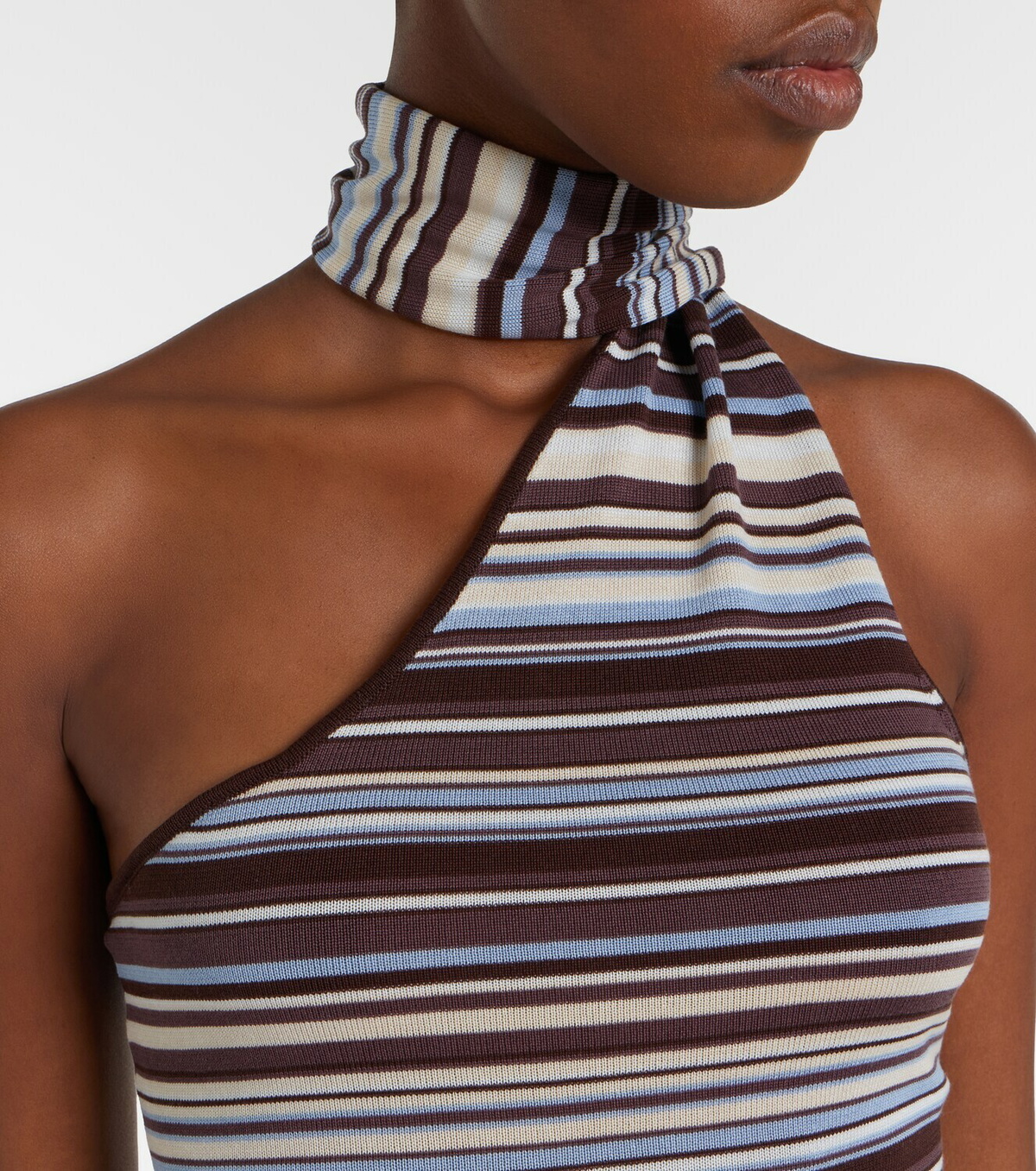 Aya Muse Knitted scarf-detail striped minidress