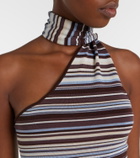 Aya Muse Knitted scarf-detail striped minidress